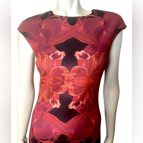 Ted Baker NWOT Stunning Kaleidoscope Jungle Orchid Midi Sheath Dress Size 2 - Picture 7 of 8